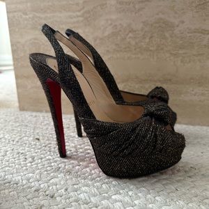 Christian Louboutin Jenny Glitter Knotted 150mm Sling back size 36.5
